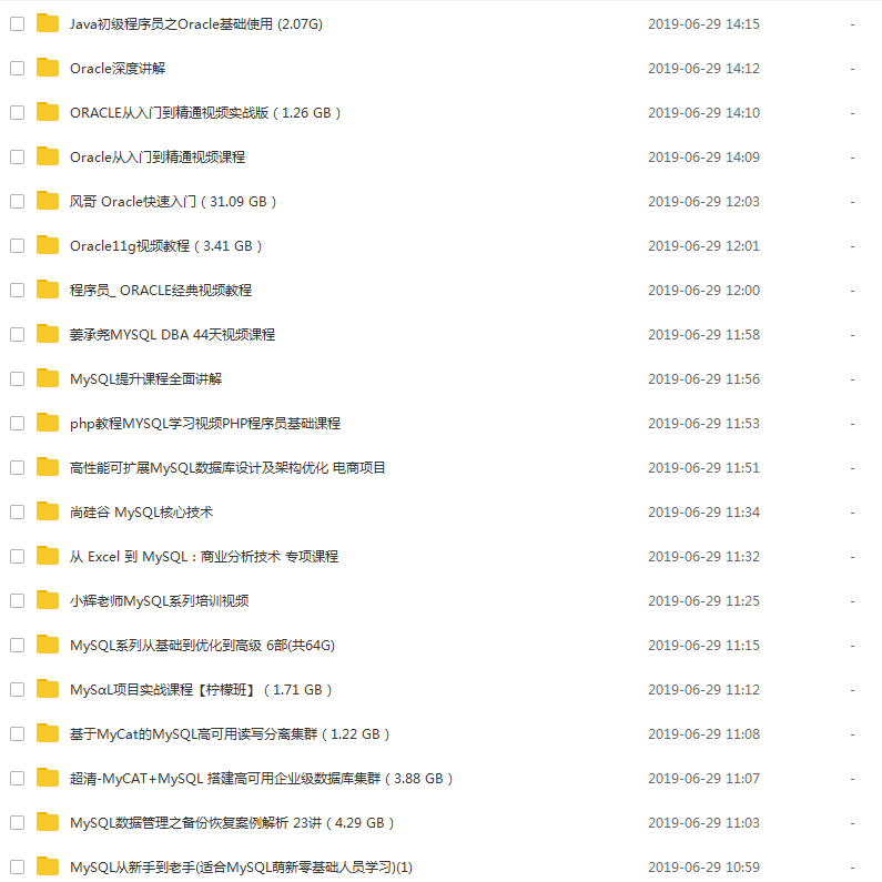 数据库系列视频教程集合【共144套】