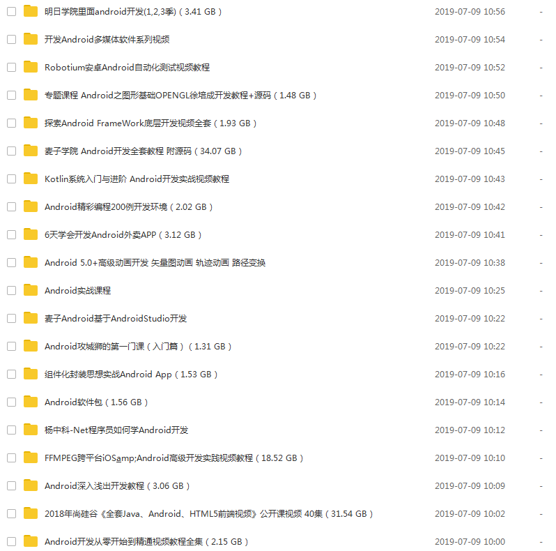 Android开发教程集合【共156套】